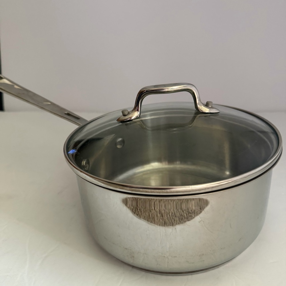 EMERIL Cooking Pot 2 Qt Stainless Steel Saucepan with Glass Lid